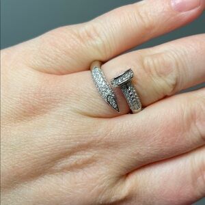 Goldoro White Gold Plated Pave Nail Ring Size 9